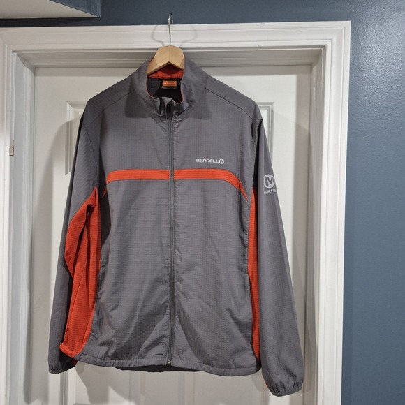 Merrell Other - Merrell Jacket Mens XL Orange Gray Full Zip Wind Running Hiking Lightweight‎